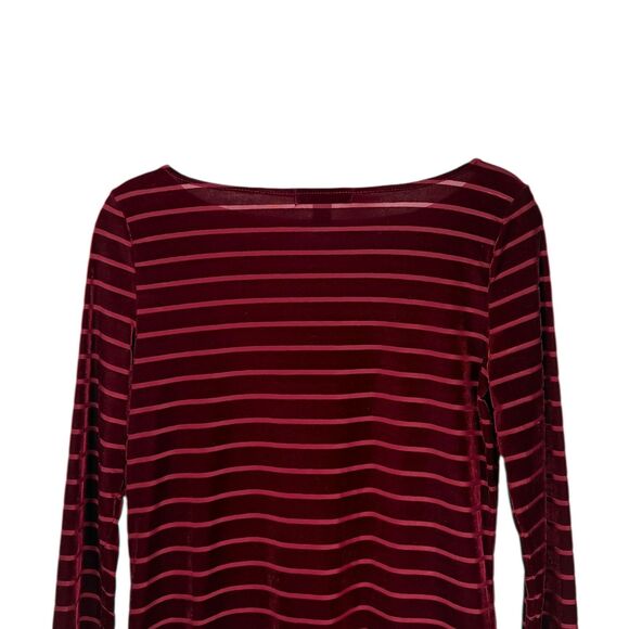 Ralph Lauren Women's Blouse Burgundy Velvet Sheer Stretch Holiday Top Size PM - Picture 6 of 8